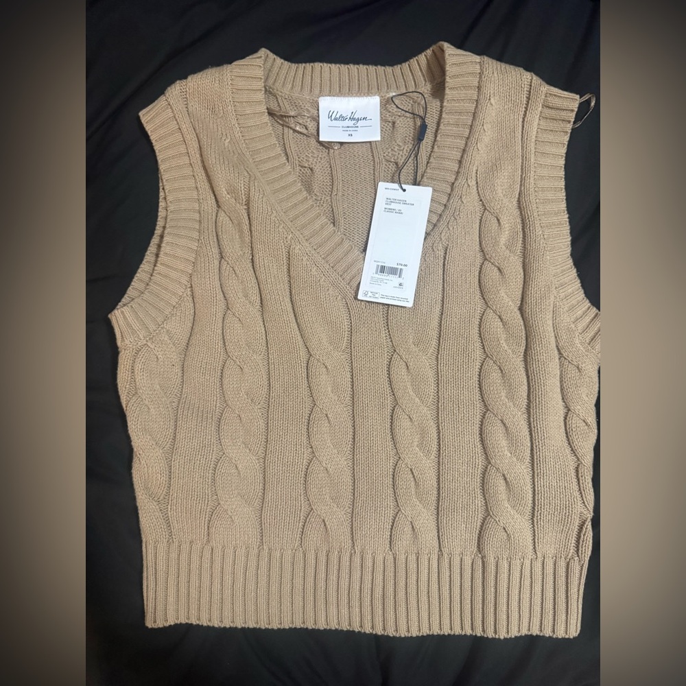 NWT Cable Knit Sleeveless Sweater Vest - Tan XS